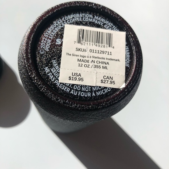 STARBUCKS BLACK GRANITE SPARKLY INSULATED TUMBLER 12OZ. - Picture 8 of 8